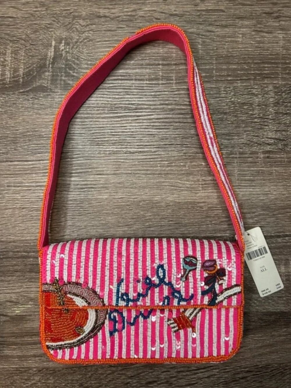 Anthropologie NWT beaded small purse bag “Girl Dinner”